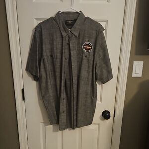 Harley-Davidson Gray Short-Sleeve Button-Down Shirt with Chest Patch